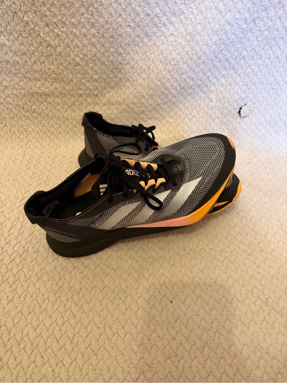 adidas Black, Gray & Orange Mesh Running Shoes